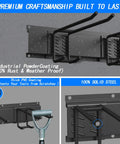 Heavy Duty Garage Tool Organizer Wall Mount Rack With 680 Pound Capacity And 10 Adjustable Hooks featuring industrial steel construction
