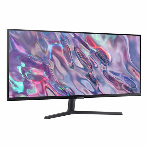 Side view of 34 Inch Ultra WQHD Ultrawide Monitor With 100Hz Refresh, 5ms Response, HDR10, AMD FreeSync, Eye Care, Borderless Design, PIP PBP, 21 By 9 Desktop Multitasking For Gaming And Work, Black on stand