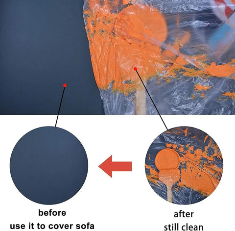Clear Plastic Drop Cloths For Painting, 5 Pack 9x12 Feet Tarp Heavy Duty Waterproof covering sofa to protect from paint