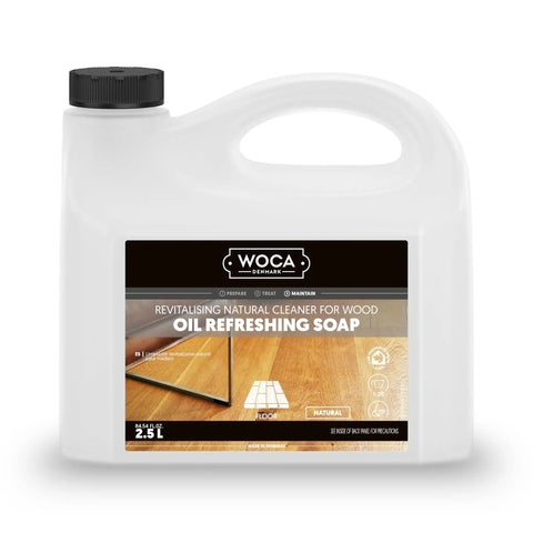 2.5L container of Oil Refreshing Soap For Oil Treated Wood Surfaces on a white background