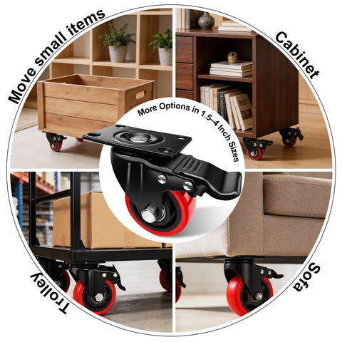 Tough As Nails 3 Inch Heavy Duty Caster Wheels With Dual Swivel Brakes Set Of 2 Polyurethane Silent Rollers on furniture and carts.
