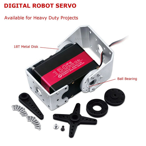Beefy 150Kg Full Metal Gear Servo Motor For Robotic Arms And Humanoid Robots 12V High Torque Digital Steering Servo With Mount Brackets