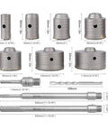 Keenso Heavy Duty Concrete Hole Saw Kit 30 To 100 Mm Premium Tungsten Steel Drill Bit Set For HVAC Installation That Last A Lifetime And Cuts Like A Dream Without Breaking The Bank, 30-110mm holes
