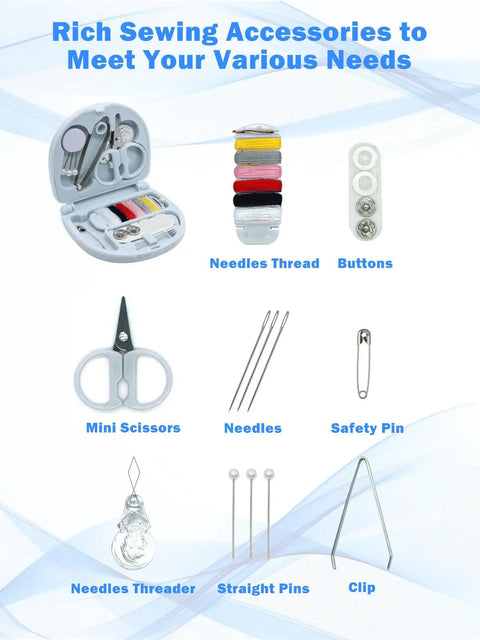 Mini Travel Sewing Kit Portable DIY Repair Set With Scissors, Needles, Threads, And Buttons In A Handy Plastic Box, Beginner Friendly