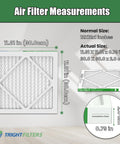 12X12X1 Air Filter 6 Pack MERV 8 Pleated Replacement measurements chart and installation diagram