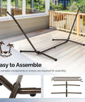 550 Lbs Capacity Hammock Stand With Portable Carrying Bag Heavy Duty Two Person Frame For Outdoors And Indoors Black Antique Finish
