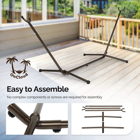 550 Lbs Capacity Hammock Stand With Portable Carrying Bag Heavy Duty Two Person Frame For Outdoors And Indoors Black Antique Finish