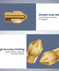 MK8 Brass 3D Printer Nozzle Set All In One Upgrade Kit with 0.4mm and 0.9mm nozzle detail, smooth inner wall and high accuracy printing