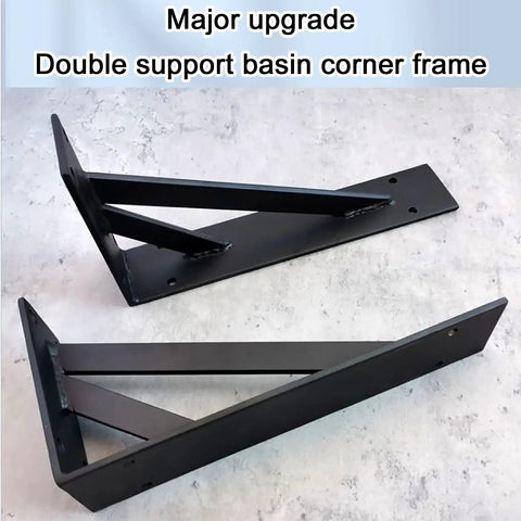 Badass Heavy Duty Shelf Brackets Featuring Rust Proof Powder Coated Steel Wall Mount For Industrial Style Storage Racks, black metal double support frame.
