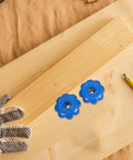 Heavy Duty Gas Cylinder Valve Handles Set of 4 with Hexagonal Aluminum Alloy Industrial Hand Wheels Non Slip Grip for Emergency Valve Opening and Laboratory Use, showing two blue valve handles on wood surface.
