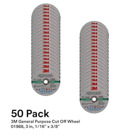 Image of 50-pack General Purpose Cut Off Wheel 3 In 1/16 In By 3/8 In Resin Bonded for auto body sheet metal cutting