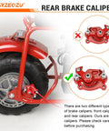 Rear view of 80cc Mini Bike Throttle Cable And Brake Kit showing installed red rear brake caliper on a minibike.