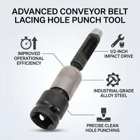 Sick And Serious Power Hole Punch Lacing Tool For Conveyor Belts With 1/2 Inch Drive Alloy Steel Build, showing industrial-grade steel design.