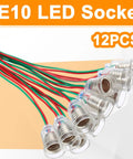 Straight Up Heavy Duty E10 Mini Bulb Socket With 10 Inch Wiring Harness 24Awg Cable Plug And Play Setup For Home Repairs School Labs 12 Pack.