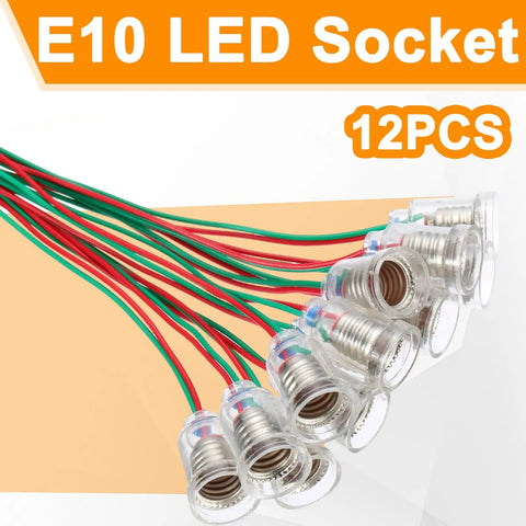 Straight Up Heavy Duty E10 Mini Bulb Socket With 10 Inch Wiring Harness 24Awg Cable Plug And Play Setup For Home Repairs School Labs 12 Pack.