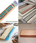 Built Tough Acrylic Cribbage Template And 1/4 Inch Thick Router Guide Kit For Building Slick Game Boards With Crisp Drill Marks And Tight Three Track Routing Project used in diverse DIY cribbage board designs.