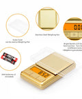 Mini Pocket Scale 100g 0.01g Digital Gram Scale With Cover, gold color, backlit display, multiple units, AAA batteries included
