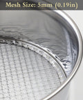 Close-up of 5mm mesh from 3-Piece Pro-Grade Soil Sieve Set For Bonsai And Garden Projects, 8.25 Inch Stainless Frame, in Japan