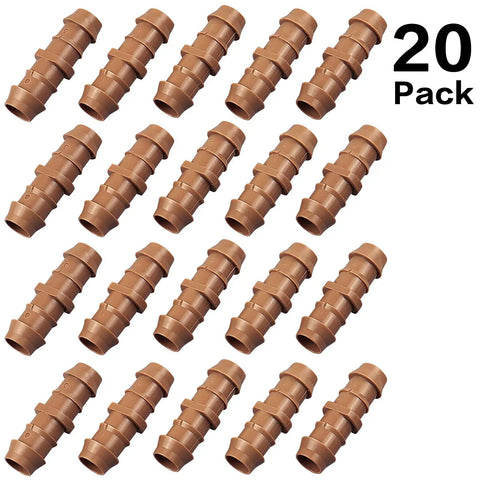 20 Pack Drip Irrigation Barbed Coupling Fittings For Half Inch Tubing 17 mm Barbed Connectors Fits 0.560 To 0.600 Inch ID Easy Install