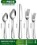 20 Piece Stainless Steel Flatware Set For Four People Everyday Dining Utensils With Knives Forks Spoons And Tea Spoons