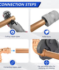 Half Inch Copper Press Fittings Kit 10 Pack With 2 Tees 3 Elbows 5 Couplings For Quick Press Plumbing installation steps shown