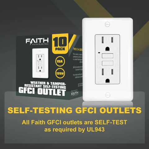 10 Pack Outdoor GFCI Outlets With Self Test, Weatherproof Tamper Resistant Duplex Receptacles, ETL Listed, WR TR Ground Fault Circuit Interrupter, Includes Wall Plate, White