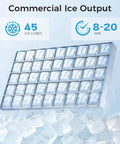 Straight Fire Commercial Ice Maker Cranks Out 100 Pounds Daily With 33 Pounds Storage drops 45 crystal clear ice cubes in 8-20 minutes.