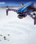 V11PRO RC2 Drone With 8K Camera And 3 Axis Gimbal Remote hovering over snow with text 'Capturing Your Happy Moments From Above'