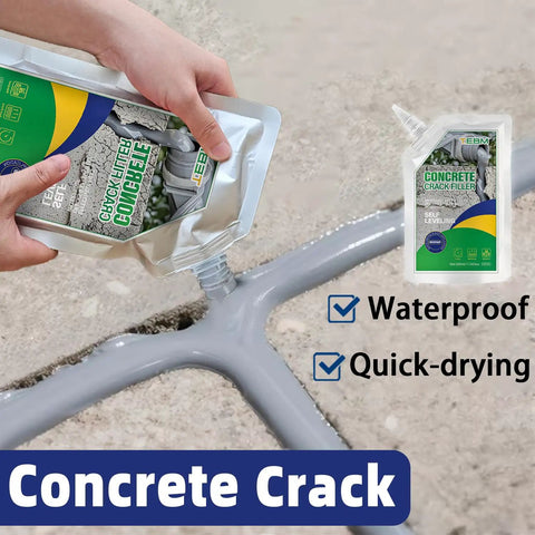 No Sweat Self Leveling Concrete Crack Filler And Waterproof Asphalt Sealant For Driveways Roads And Patios High Elasticity Repair Compound That Goes On Like Butter being poured into a concrete crack.