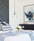 Modern Glass Pendant Light In Black One Light Dome Fixture For Kitchen Island And Dining Hallway in bedroom setting