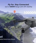 GPS Drone With 4K Camera And 3 Axis Gimbal For Ultra Smooth Footage 10000ft Range And 90 Min Flight Time hovering over coastline.
