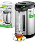 Insulated Stainless Steel Hot Water Urn With Auto And Manual Dispense, Electric Boiler With Safety Lock Shutoff, 3.38 Qt