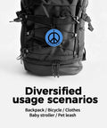 World Peace Reflective Gear For Nighttime Safety on backpack, blue double sided disc, 2.56 inch, waterproof and lightweight.