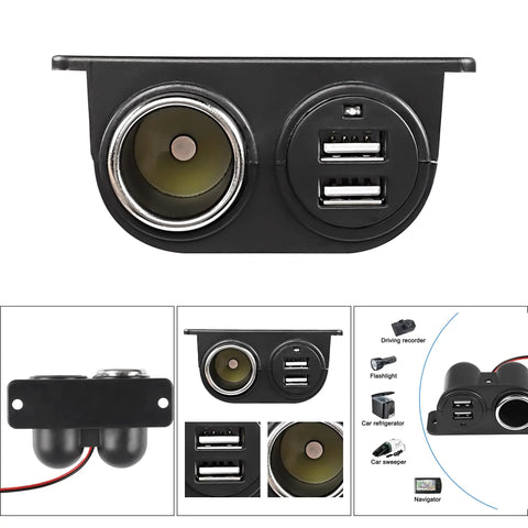 Road Ready Dual Usb Car Charger With Hella Reliable 3.1A Output For Quick Smartphone And Tablet Top Ups Plugs Straight Into 12V 24V Cigarette Lighter Socket For Trucks Suvs Boats Daily Rides, showing dual USB ports and a socket.