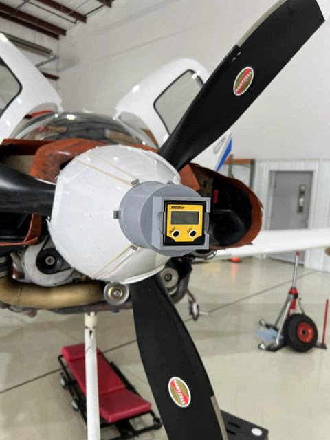 Magneto Timing Tool For Aircraft Prop, Precision Cap Spinner Cone Timing Gauge For Engine Timing in use on propeller