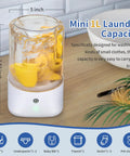 Grab And Go Portable Mini Washing Machine Usb Rechargeable Compact Drum with 1L capacity for small laundry loads, easy to carry.