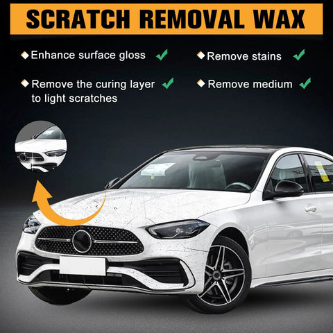 Two Pack Car Scratch Remover Wax Kit For Deep Scratches And Swirls Vehicle Polish And Scratch Repair Paste With Sponge Clear Coat Safe Car Paint Restoration Easy DIY Auto Body Shine And Protection with car image showing scratch removal effects.