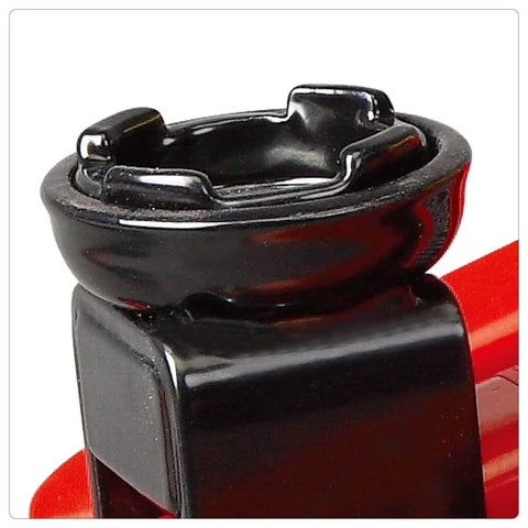 Close-up of Heavy Duty Hydraulic Floor Jack 2 Ton Trolley Jack With 4000 Lb Capacity, Safety Overload System in red finish.
