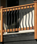 Tough As Nails Wave Deck Balusters 26 Pack Smooth Steel Railing Spindles With Black Mounting Screws 29.5 Inch Tall Posts on wooden porch railing.