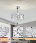 Neojoyoenix 18" Decor Forward Reverse 5 Blades Ceiling Fan Lamps, Chrome with intricate design and energy saving AC motor.