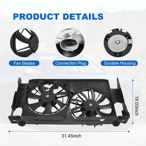 Heavy Duty Radiator Cooling Fan Assembly Including Shroud Straight Bolt On Swap For Toyota Rav4 2013 2019 showing fan blades and durable housing.