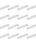 50 Pcs 304 Stainless Steel Compression Springs 0.3mm Wire 5mm OD 30mm Free Length Tiny Pen Springs arranged on white background
