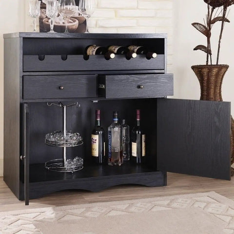 Black Wood Grain Peel And Stick Wallpaper DIY Friendly 23.6 Inch By 118 Inch on sideboard with wine and liquor bottles