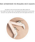 Person using pliers on high heels for repair with Ten Pairs High Heel Tips Replacement Kit With U Shape Heel Caps Covers And Metal Pins