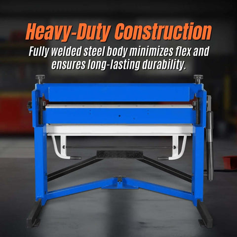 50 Inch Foot Clamp Pan And Box Brake For Sheet Metal Folding, heavy-duty steel construction, front view