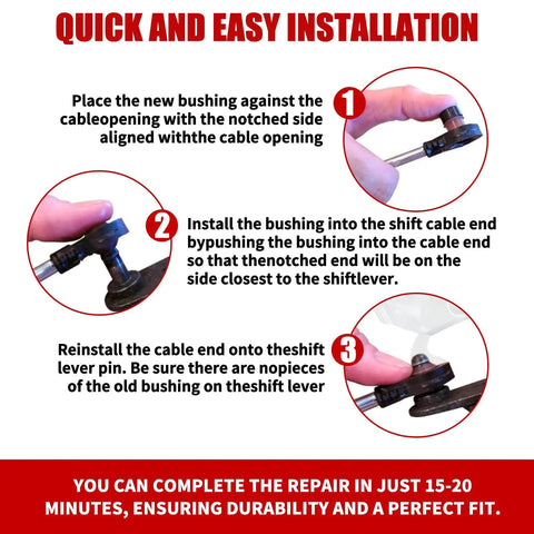 2 Piece Transmission Gear Shift Cable Bushing Repair Kit Install Tool For Hyundai, Kia, Nissan, Toyota; step-by-step installation guide