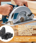 Real Tough SW77 Trigger Switch Replacement For Skil Bosch Ryobi Ridgid Worm Drive Circular Saws in use with circular saw.