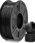 Spool of Crazy Fast Prints TPU Filament 1.75mm 1kg 95A Flexible Black for Most FDM 3D Printers beside printed tires