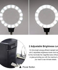 Pro Grade Magnifier Work Station With 16 LED Lights showing ring lamp and adjustable brightness levels