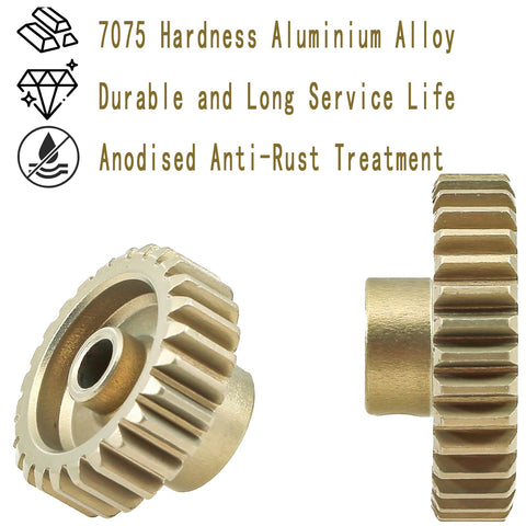 7075 aluminum alloy pinion gears from 0.6 Mod Pinion Gear Set For One Tenth RC Cars 3.175mm Pitch 28T to 33T six piece pack